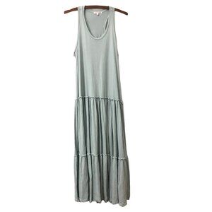 Anthropologie Sundry Blue Tiered Sleeveless Tank Maxi Jersey Dress Boho Size 1